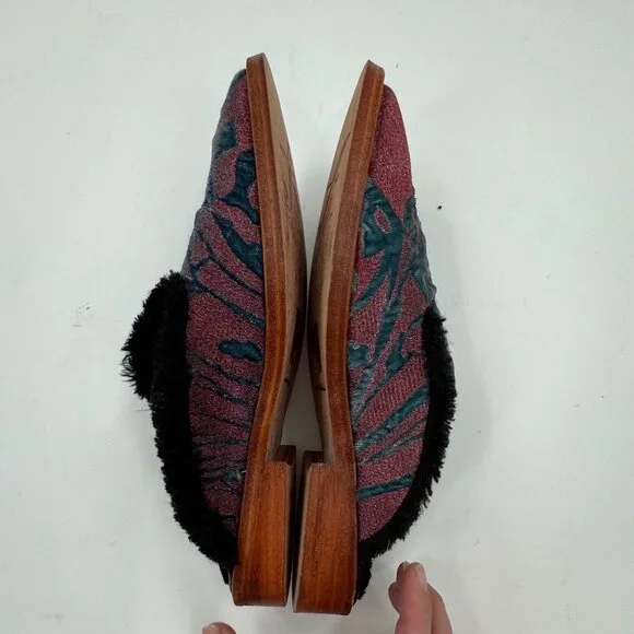 Free People Butterfly Effect Velvet Slip-On Mules Size 7.5 or 38 - Picture 4 of 7